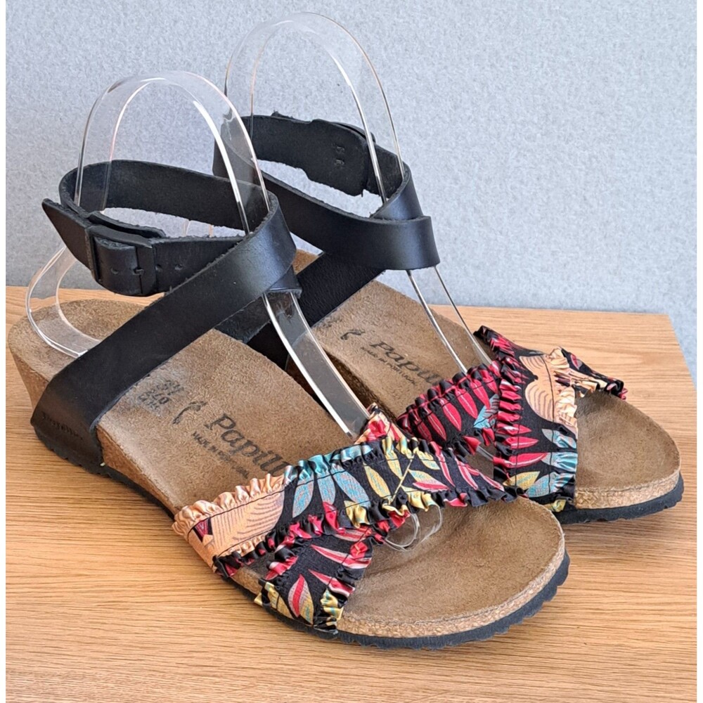 Birkenstock Papillio Sandals 37 US Size 6 Narrow Floral Frill Lola Wedge Strappy